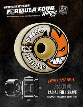 Kółka Spitfire - F4 Radial Full (natural/orange)